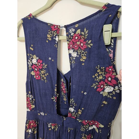 Hem & Thread Wrap Romper Blue Floral Womens Medium Tie Back Bloomcore Boho Gypsy - Picture 11 of 13
